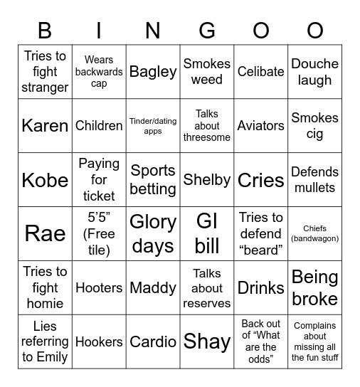 Huffman Bingo Card