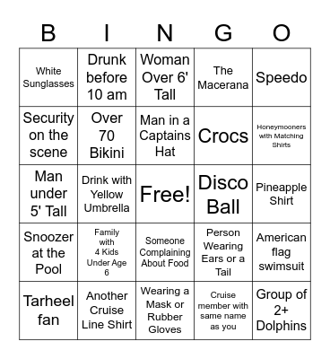 Spring Break Bingo Card