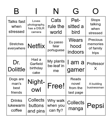 Get to reallllly know your teammates Bingo Card