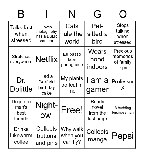 Get to reallllly know your teammates Bingo Card