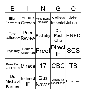 Dermpath Diagnostics Bingo Card