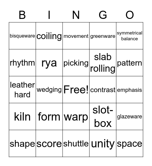 AMPedArt 9-Week Vocab Bingo - 7th Bingo Card