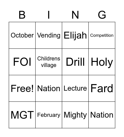 SD 23 Bingo Card