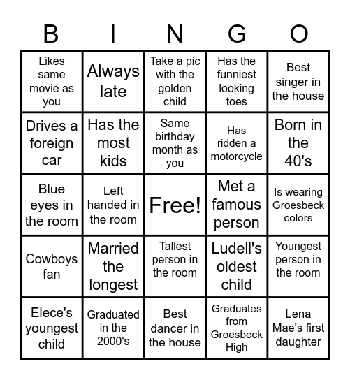 Family BINGO Card