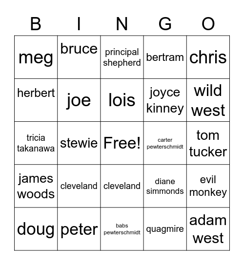 ehehehe ey lois im a bingo card now Bingo Card