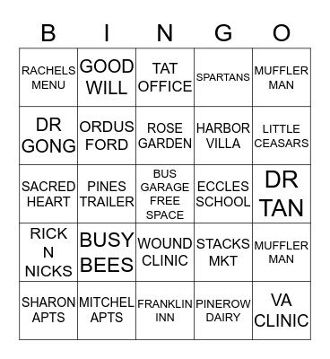 THUMB AREA TRANSIT  Bingo Card