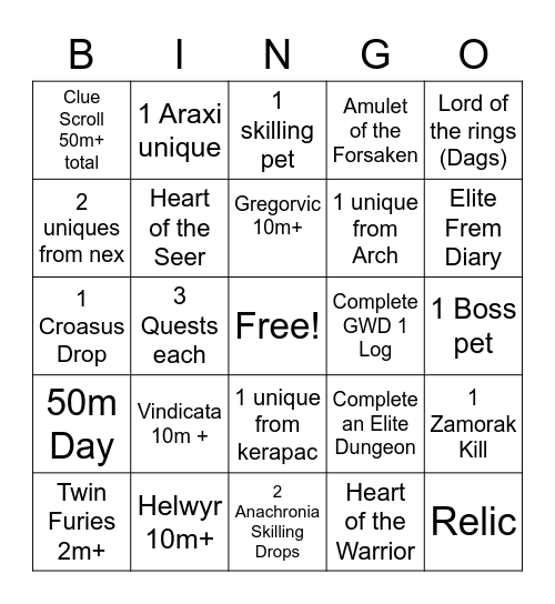 B&E RS Bingo Card