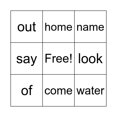Sight Words (Section C) Bingo Card