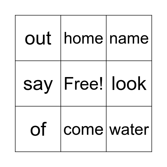 Sight Words (Section C) Bingo Card