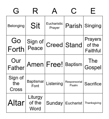 First Eucharist Bingo Card