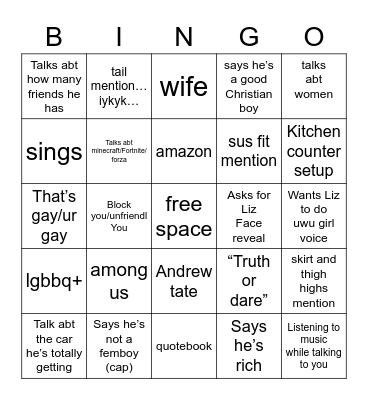 Ben bingo Card