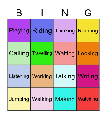 !! VERBS BINGO !! Bingo Card