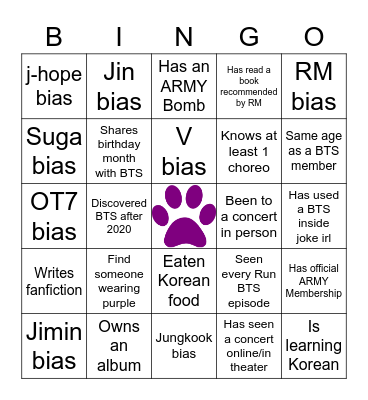 BTS Icebreaker Bingo Card