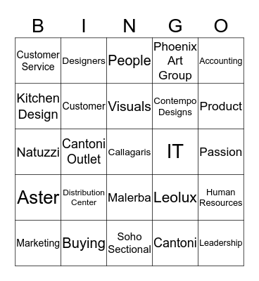 CANTONI Bingo Card