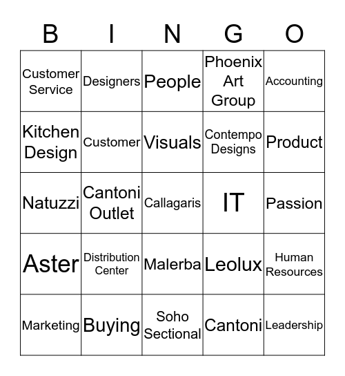 CANTONI Bingo Card