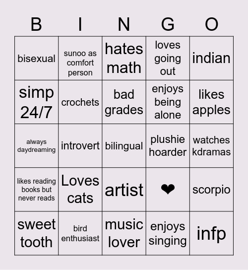 hannie's bingo! Bingo Card