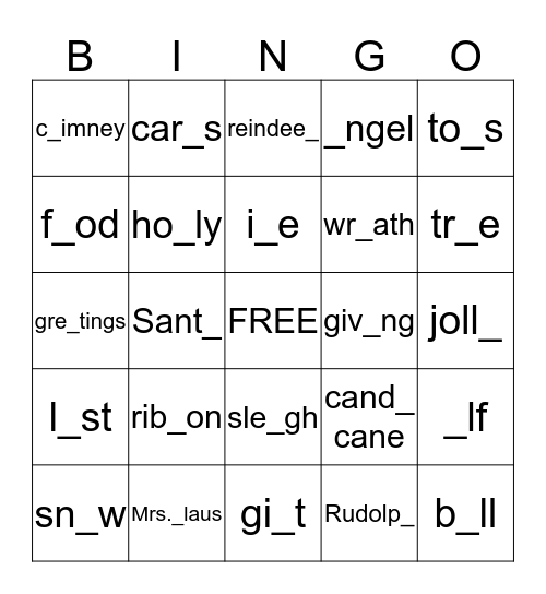 Happy Holidays Bingo Card