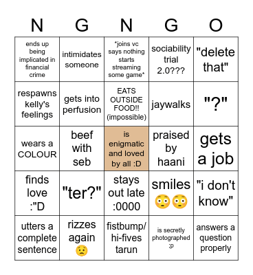 bi(ng(uyen))o Bingo Card