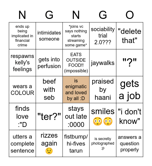 bi(ng(uyen))o Bingo Card