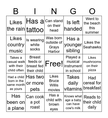 Find Someone Who.... Bingo Card