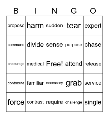 U7-9 Bingo Card