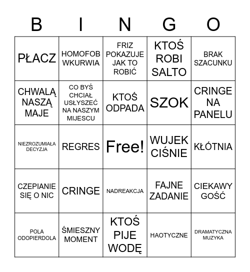 TWOJE 5 MINUT #8 Bingo Card