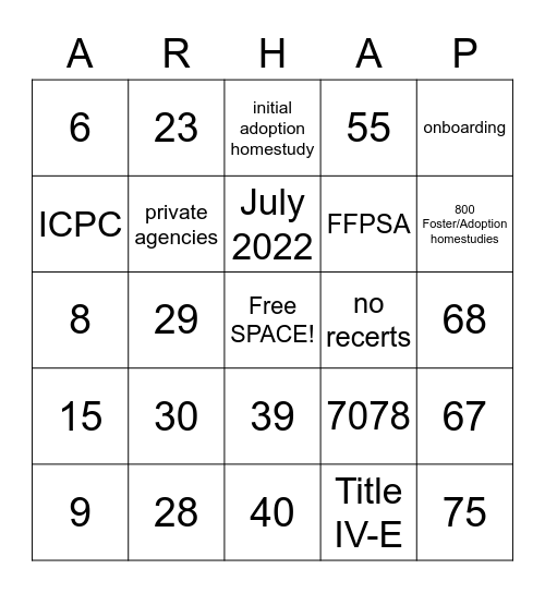 Number Bingo 1-75 Bingo Card
