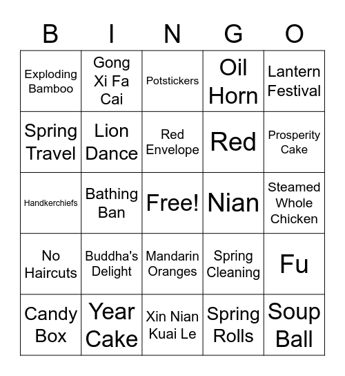 Spring Festival Bingo Card