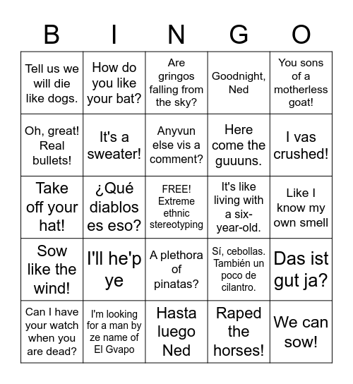 Three Amigos Bingo...s Bingo Card