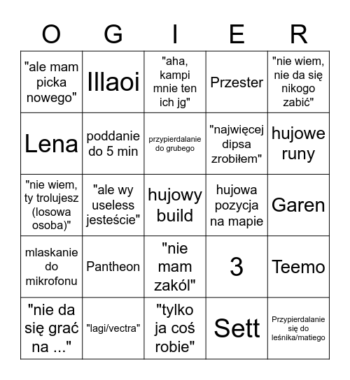 olkowskie bingo Card