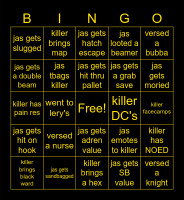 DBD bingo w/ allthatjasss Bingo Card