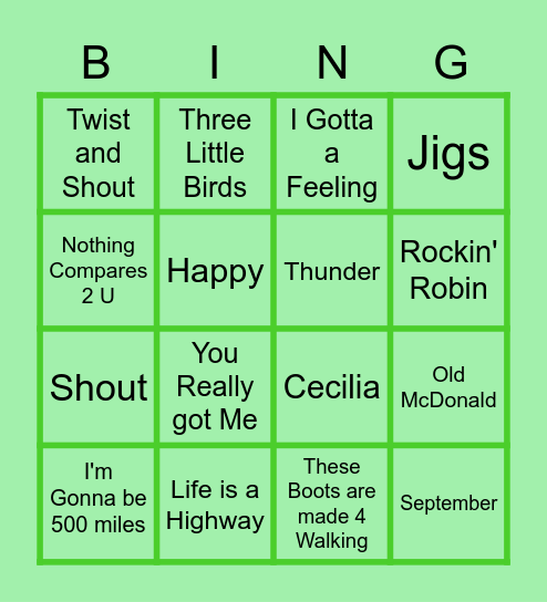 Irish Songs! Bingo Card