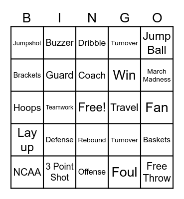 March Madness 2023 Bingo Card