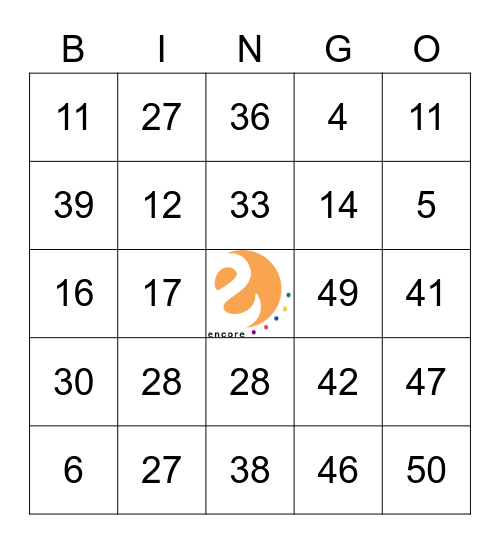 Encore Inflight Bingo Card