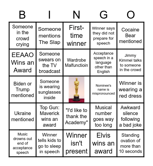Oscars 2023 Bingo #1 Bingo Card