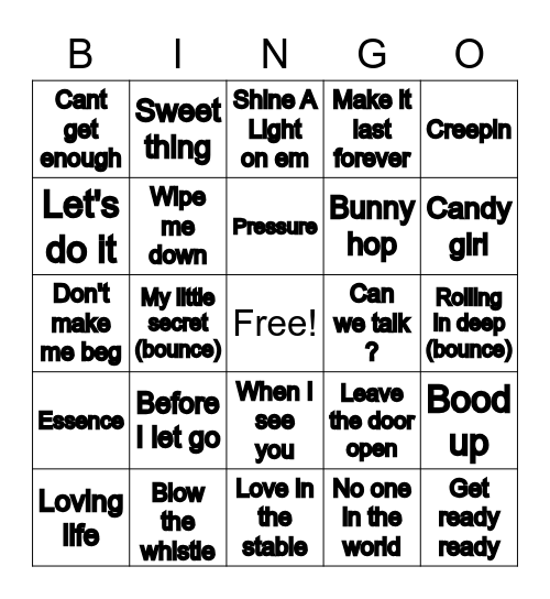Music Bingo Card