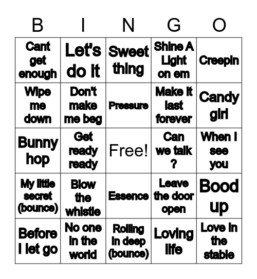 Music Bingo Card