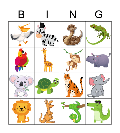 Animals Bingo Card