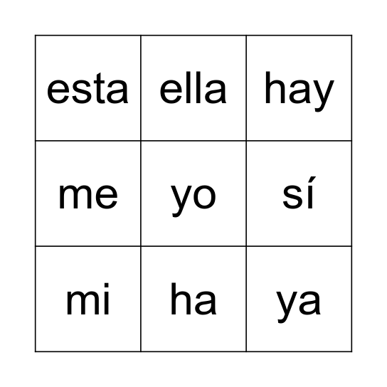 ROJAS Bingo Card