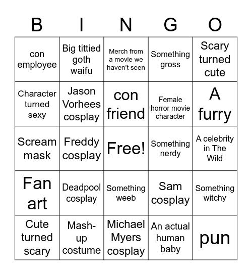 Monster Mania Bingo Card