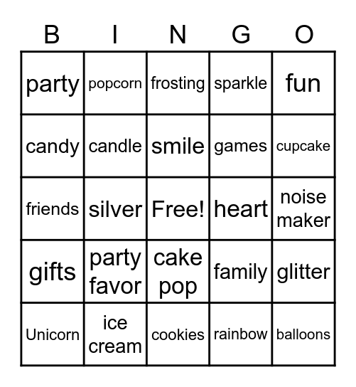 Lillian's Birthday Bingo Card