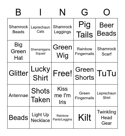 Joplin Elks 3rd Annual Pub Crawl Bingo Card