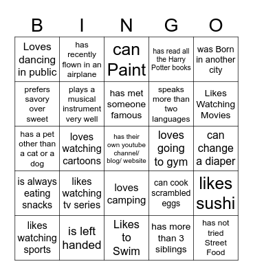 Find Someone Who... Bingo Card