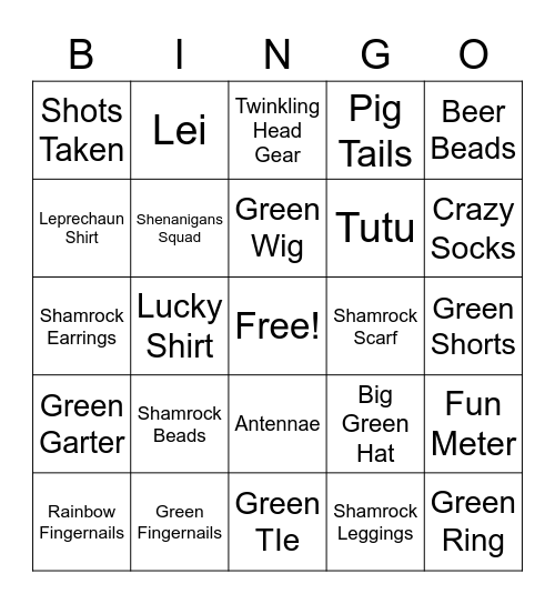 Elks Lodge 3rd Annual Pub Crawl Bingo Card