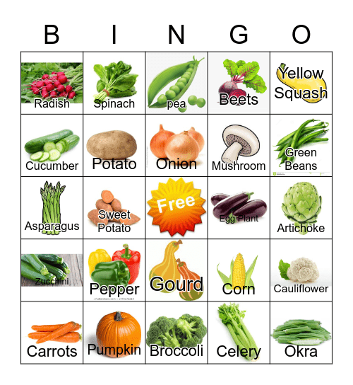 Vegetable BINGO Card