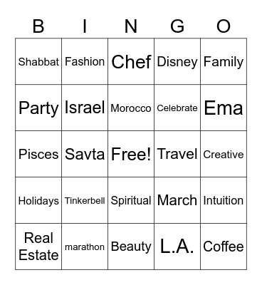 Anita's 70th Birthday BINGO Card