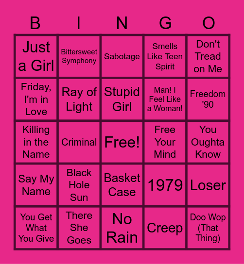 MUSIC BINGO at the Ann Arbor Eagles! Bingo Card