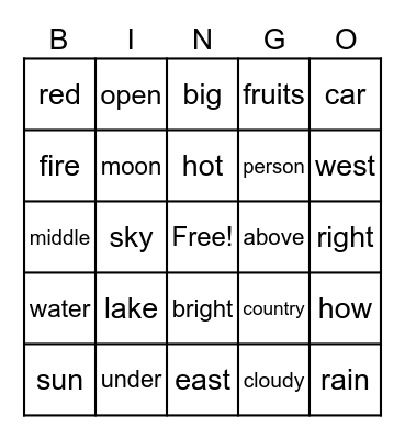 3/13/2023 Mandarin Vocabulary Game_En_WU Bingo Card