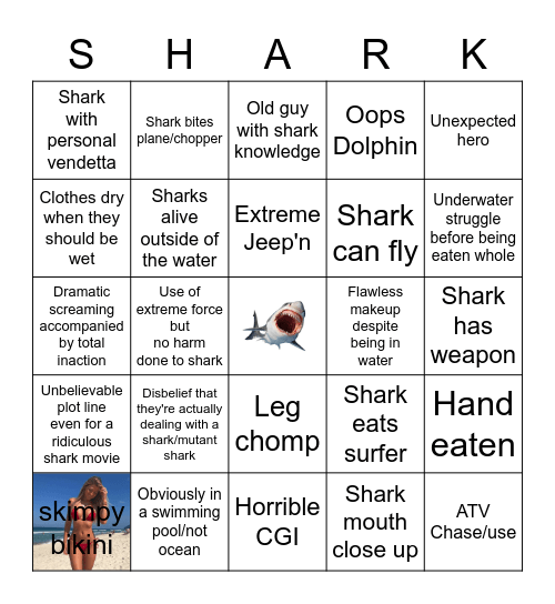 Shark B-Movie Bingo Card