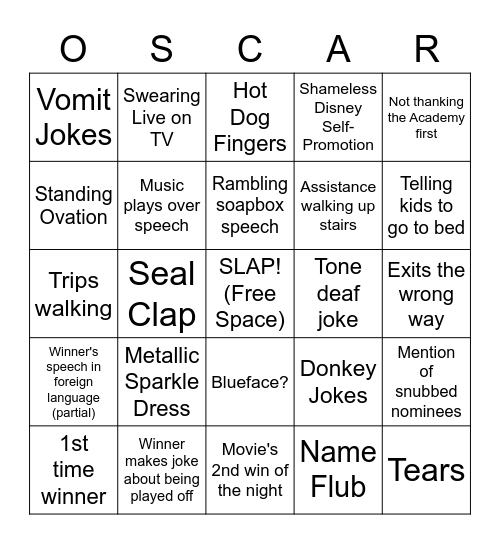 Academy Awards '23 Bingo Card